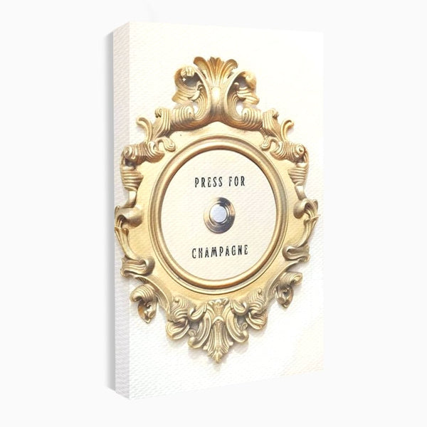 Leinwand Premium Leinwand Wandkunst, LuxCanva® N1130, Glück Taste, Luxus, Champagner, Getränk, Taste, Gold, Party, Text, Chic, Festlich, Pub, Lounge, Bar, Restaurant, Küche