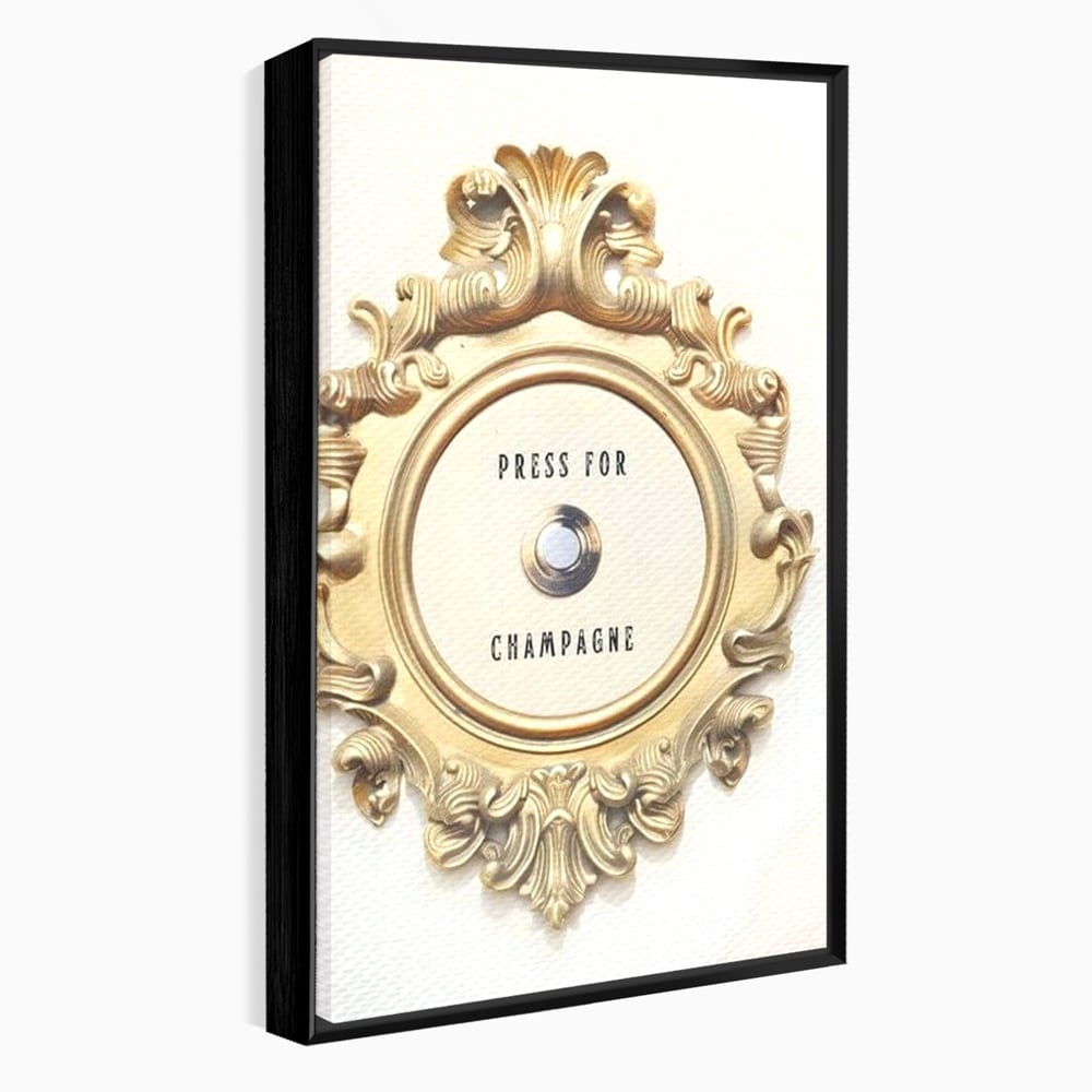 Leinwand Premium Leinwand Wandkunst, LuxCanva® N1130, Glück Taste, Luxus, Champagner, Getränk, Taste, Gold, Party, Text, Chic, Festlich, Pub, Lounge, Bar, Restaurant, Küche