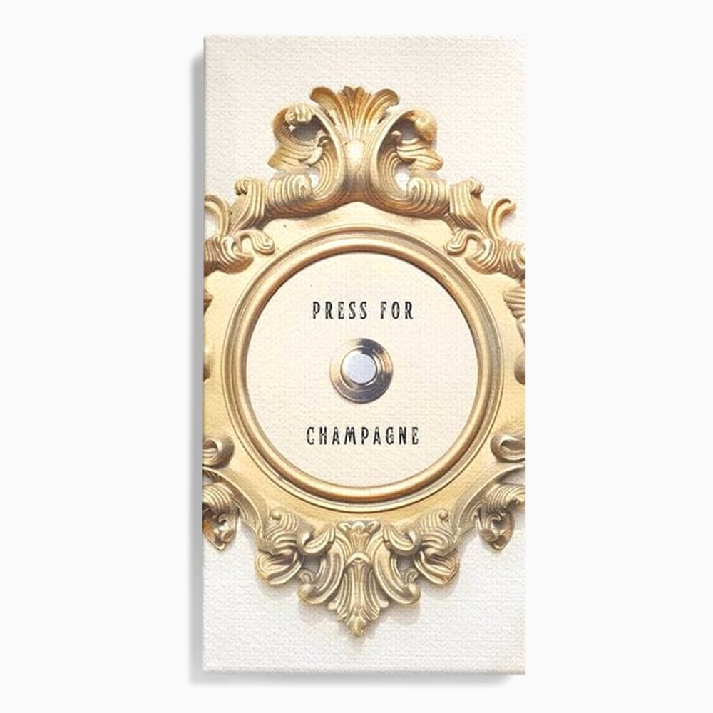 Leinwand Premium Leinwand Wandkunst, LuxCanva® N1130, Glück Taste, Luxus, Champagner, Getränk, Taste, Gold, Party, Text, Chic, Festlich, Pub, Lounge, Bar, Restaurant, Küche