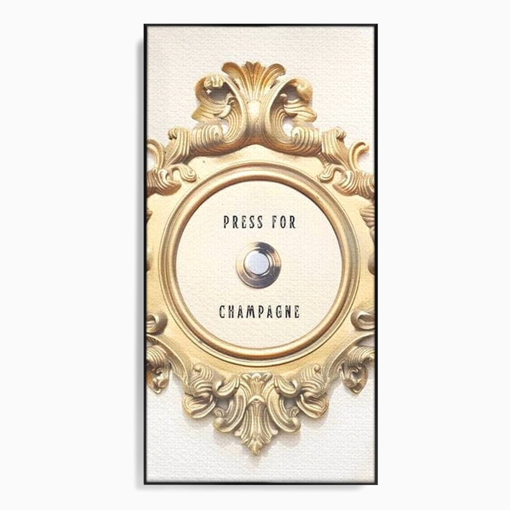Leinwand Premium Leinwand Wandkunst, LuxCanva® N1130, Glück Taste, Luxus, Champagner, Getränk, Taste, Gold, Party, Text, Chic, Festlich, Pub, Lounge, Bar, Restaurant, Küche