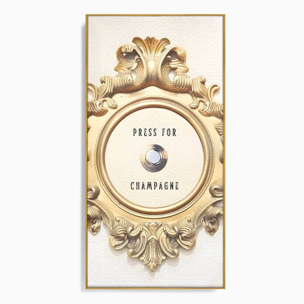 Leinwand Premium Leinwand Wandkunst, LuxCanva® N1130, Glück Taste, Luxus, Champagner, Getränk, Taste, Gold, Party, Text, Chic, Festlich, Pub, Lounge, Bar, Restaurant, Küche