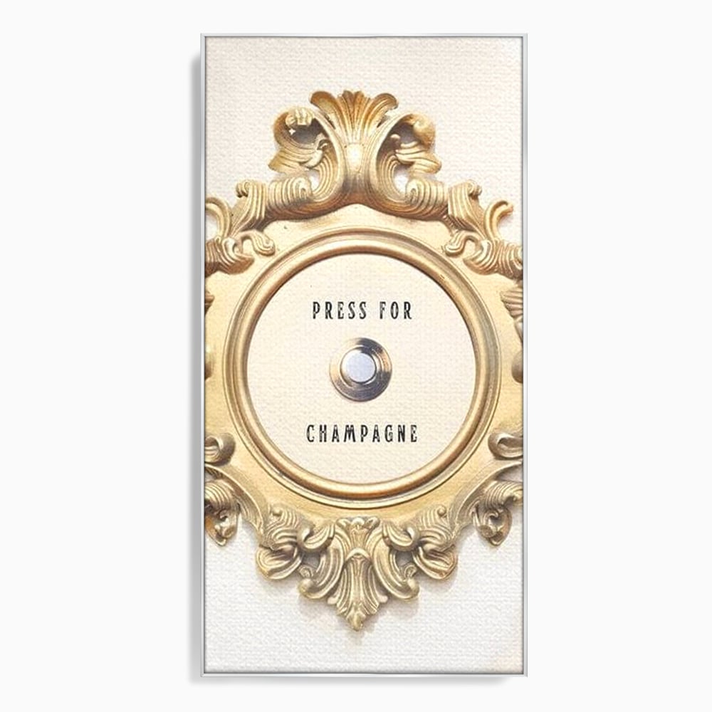 Leinwand Premium Leinwand Wandkunst, LuxCanva® N1130, Glück Taste, Luxus, Champagner, Getränk, Taste, Gold, Party, Text, Chic, Festlich, Pub, Lounge, Bar, Restaurant, Küche