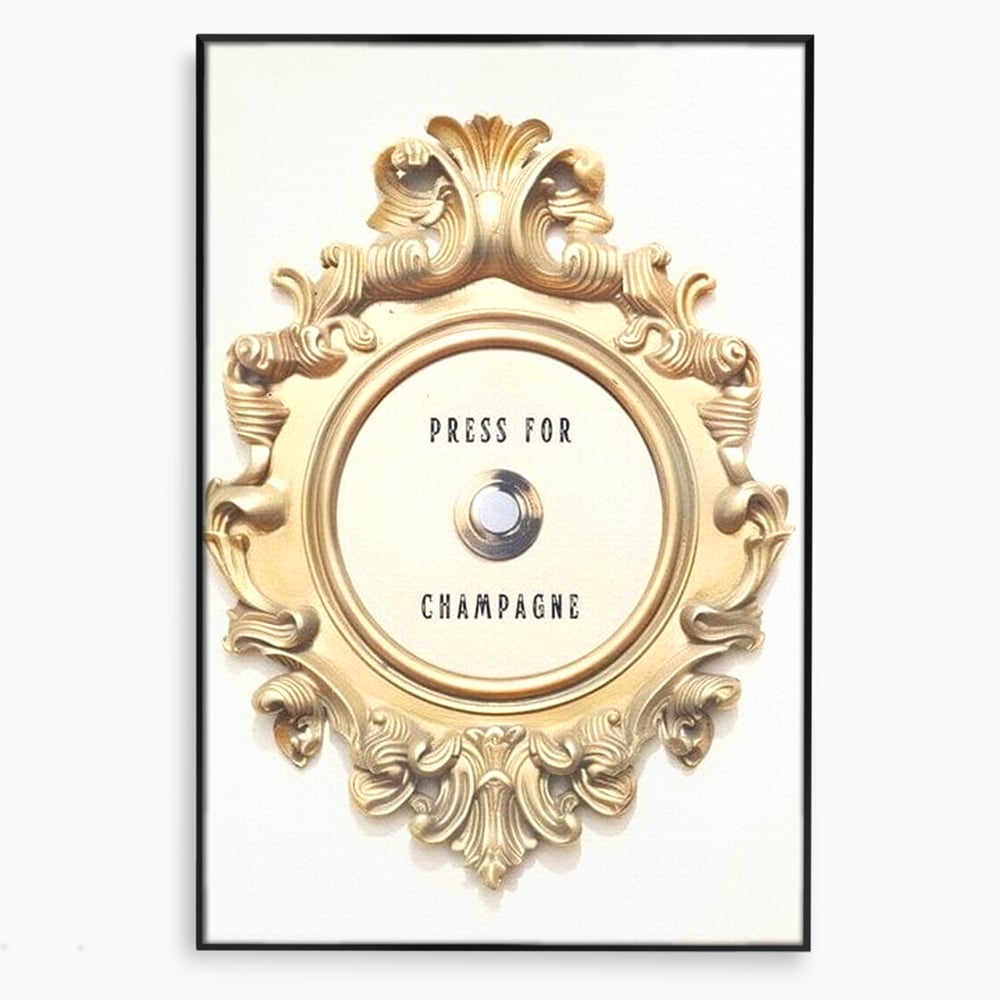 Leinwand Premium Leinwand Wandkunst, LuxCanva® N1130, Glück Taste, Luxus, Champagner, Getränk, Taste, Gold, Party, Text, Chic, Festlich, Pub, Lounge, Bar, Restaurant, Küche
