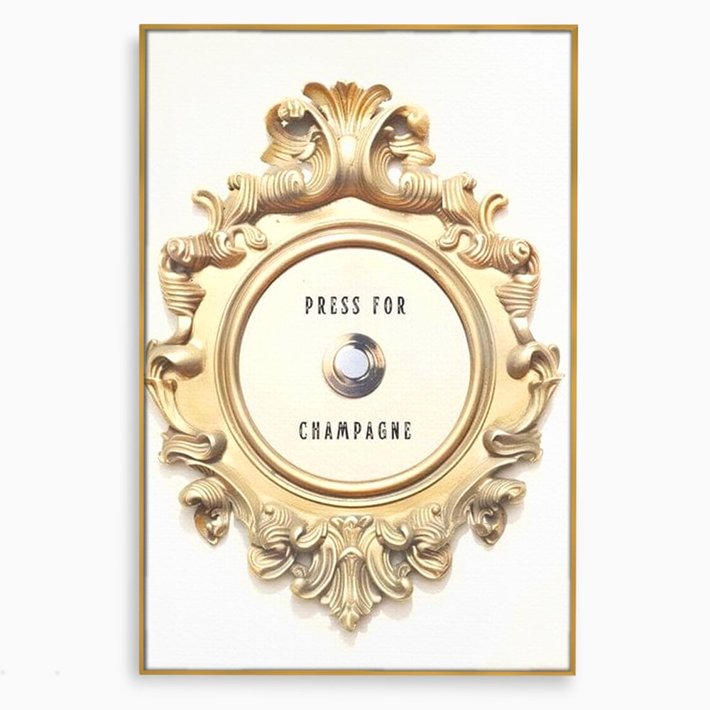 Leinwand Premium Leinwand Wandkunst, LuxCanva® N1130, Glück Taste, Luxus, Champagner, Getränk, Taste, Gold, Party, Text, Chic, Festlich, Pub, Lounge, Bar, Restaurant, Küche