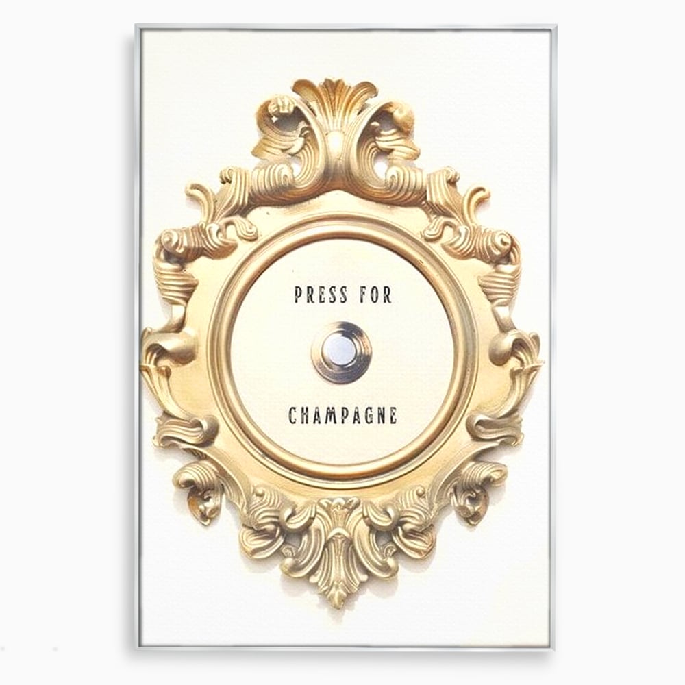 Leinwand Premium Leinwand Wandkunst, LuxCanva® N1130, Glück Taste, Luxus, Champagner, Getränk, Taste, Gold, Party, Text, Chic, Festlich, Pub, Lounge, Bar, Restaurant, Küche