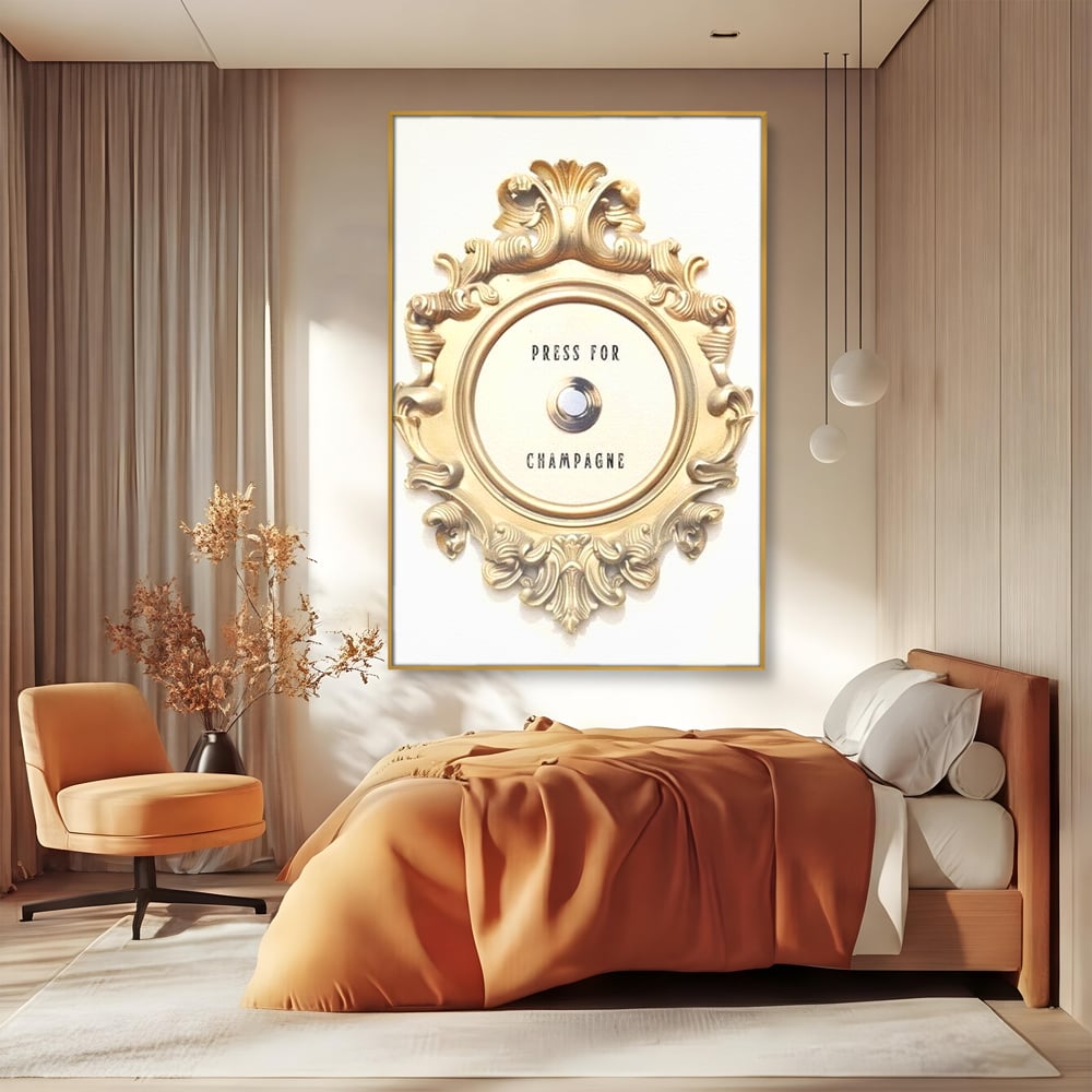 Leinwand Premium Leinwand Wandkunst, LuxCanva® N1130, Glück Taste, Luxus, Champagner, Getränk, Taste, Gold, Party, Text, Chic, Festlich, Pub, Lounge, Bar, Restaurant, Küche