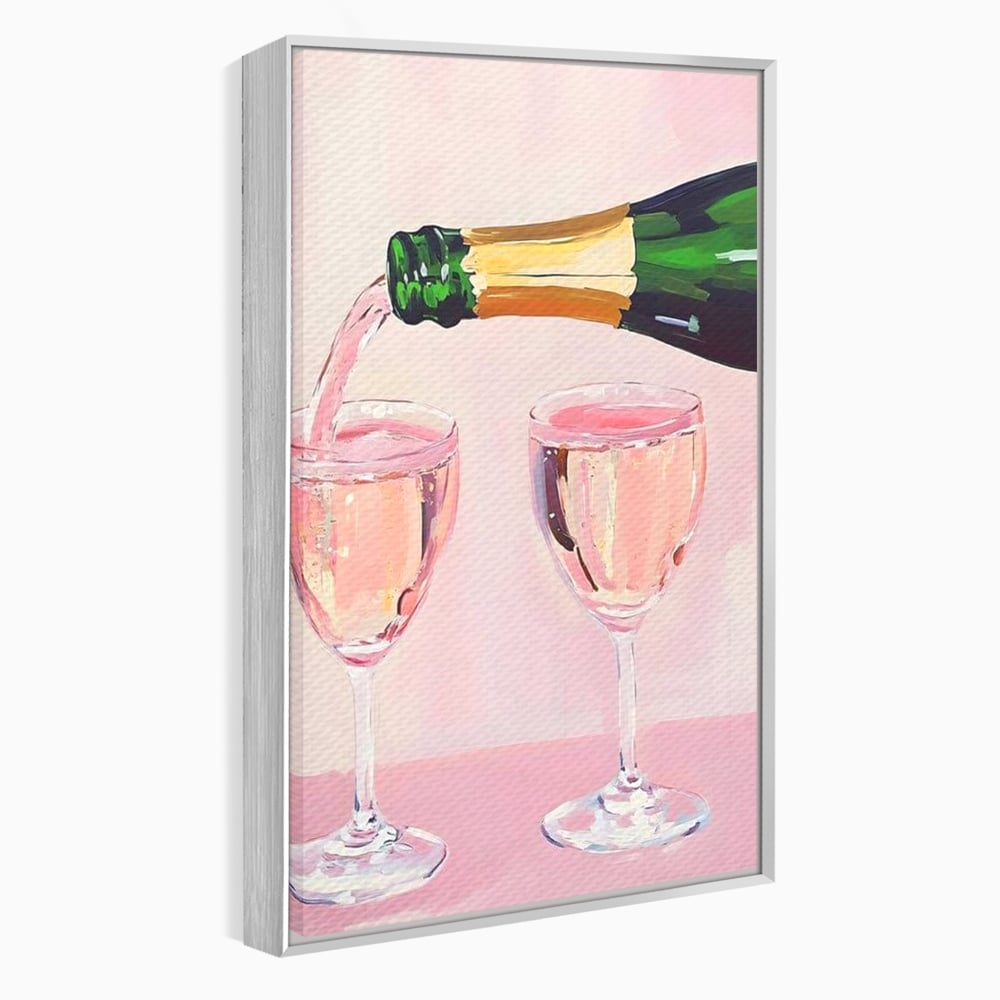 Tablou Canvas Premium, LuxCanva® N1131, Sampanie pentru Doi, Pahare, Sticla, Sampanie, Bautura, Roz, Pastel, Romantic, Ocazie, Moment, Rasfat, Pub, Lounge, Bar, Restaurant, Bucatarie