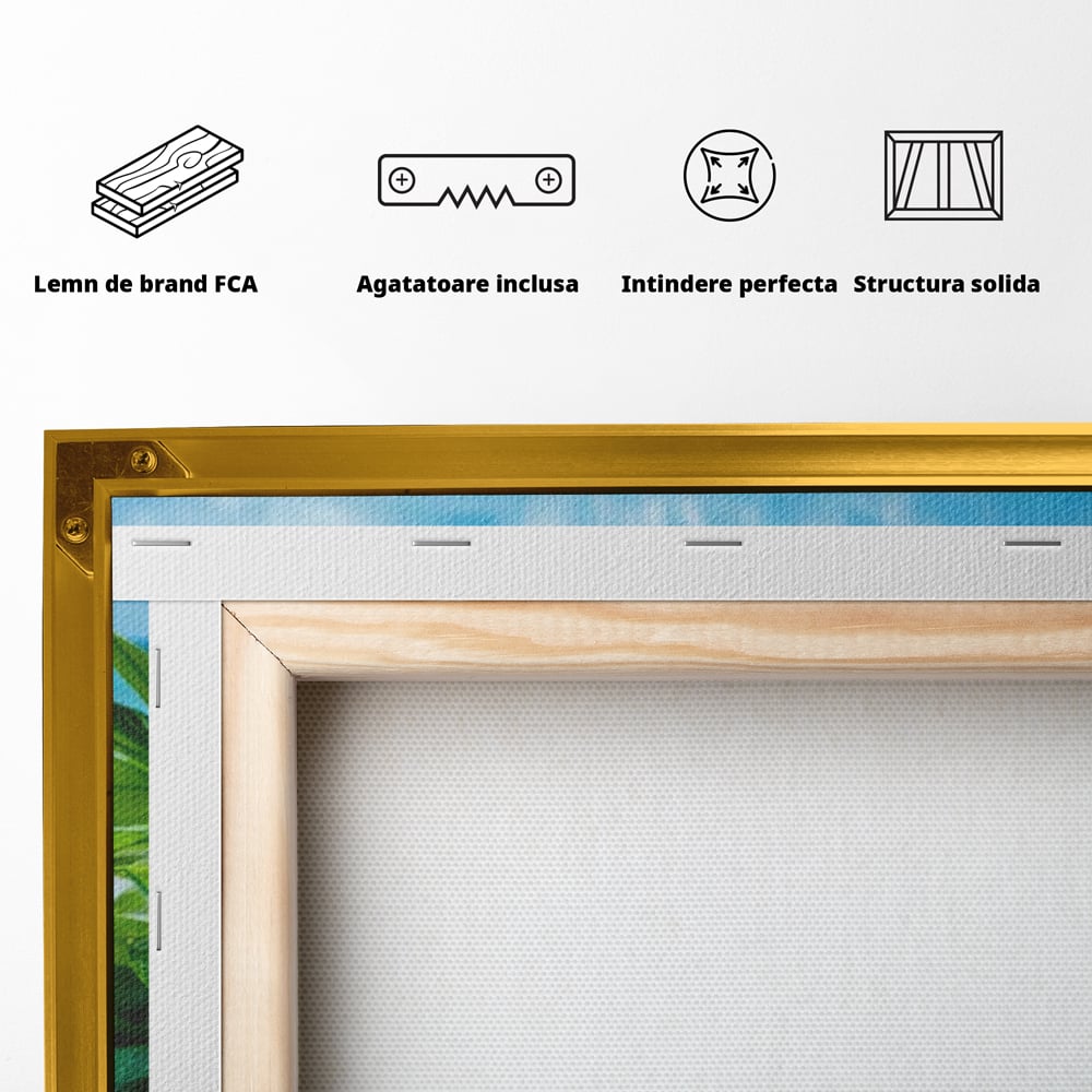 Tablou Canvas Premium, LuxCanva® N1132, Dimineata in Paradis, Cafea, Espresso, Mocha, Frappe, Pahare, Racoritor, Vacanta, Plaja, Nisip, Tropical, Cafenea, Pub, Lounge, Bar, Restaurant, Bucatarie