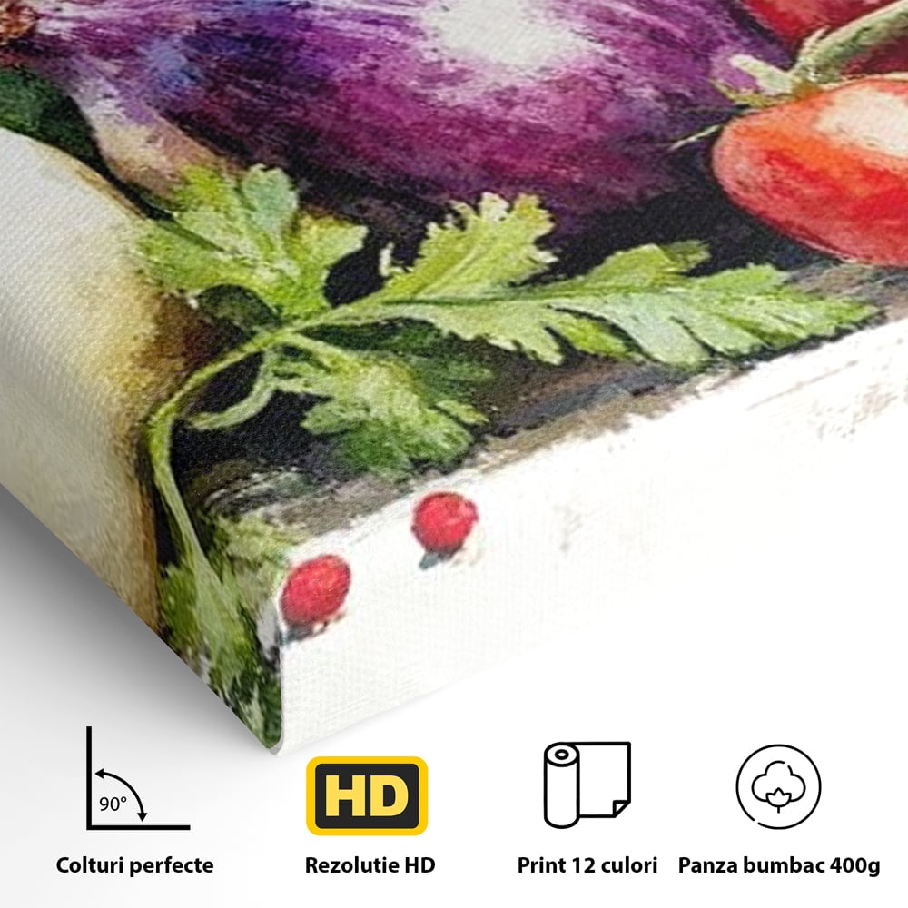 Leinwand Premium Canvas Wall Art, LuxCanva® N1133, Garten Aromen, Gemüse, Frisch, Natürlich, Bio, Tomaten, Paprika, Gemüse, Geschmack, Aroma, Lebensmittel, Restaurant, Küche