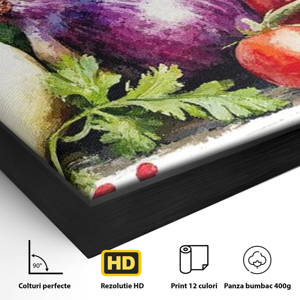 Leinwand Premium Canvas Wall Art, LuxCanva® N1133, Garten Aromen, Gemüse, Frisch, Natürlich, Bio, Tomaten, Paprika, Gemüse, Geschmack, Aroma, Lebensmittel, Restaurant, Küche