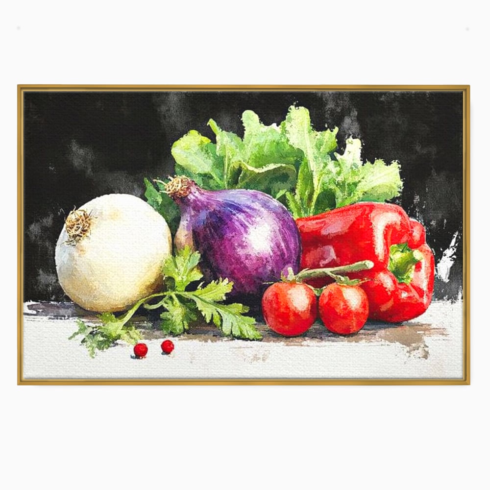 Leinwand Premium Canvas Wall Art, LuxCanva® N1133, Garten Aromen, Gemüse, Frisch, Natürlich, Bio, Tomaten, Paprika, Gemüse, Geschmack, Aroma, Lebensmittel, Restaurant, Küche