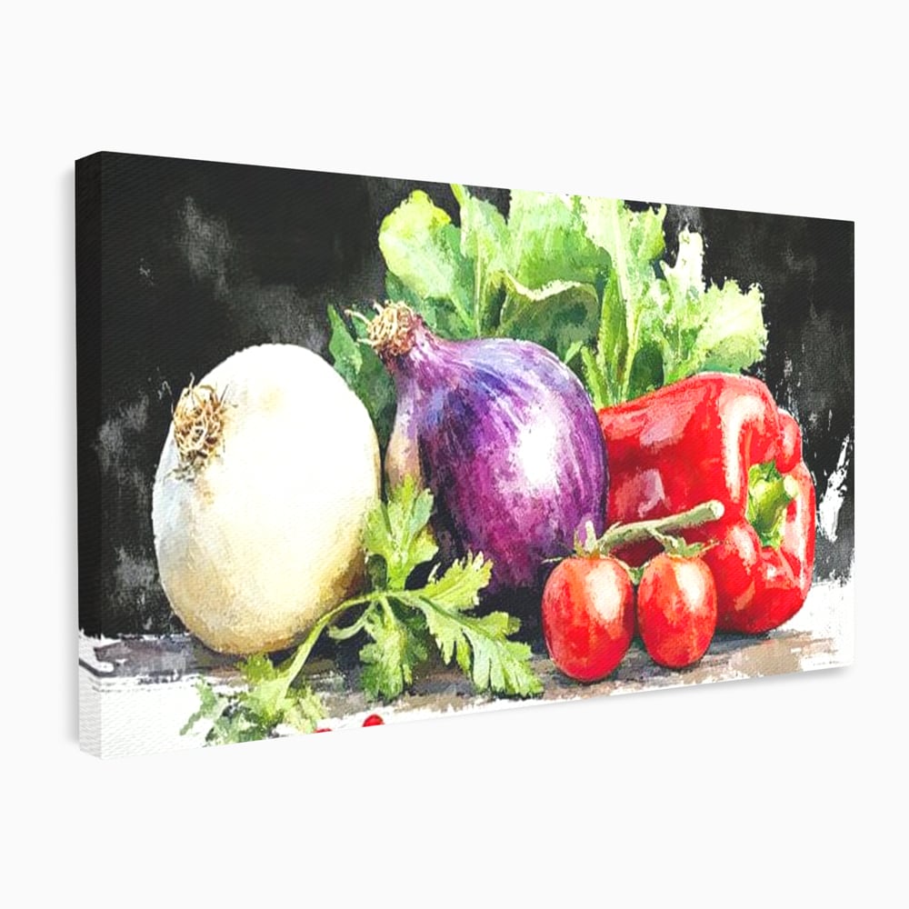 Leinwand Premium Canvas Wall Art, LuxCanva® N1133, Garten Aromen, Gemüse, Frisch, Natürlich, Bio, Tomaten, Paprika, Gemüse, Geschmack, Aroma, Lebensmittel, Restaurant, Küche
