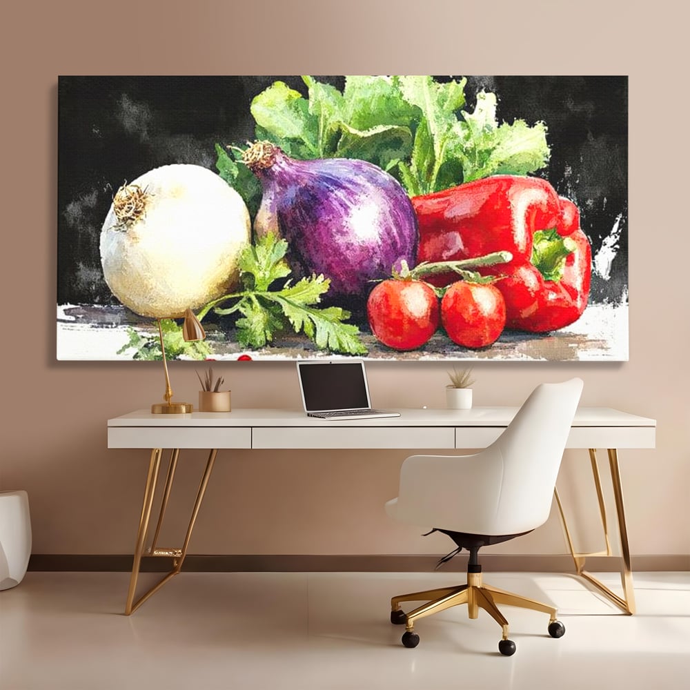 Leinwand Premium Canvas Wall Art, LuxCanva® N1133, Garten Aromen, Gemüse, Frisch, Natürlich, Bio, Tomaten, Paprika, Gemüse, Geschmack, Aroma, Lebensmittel, Restaurant, Küche
