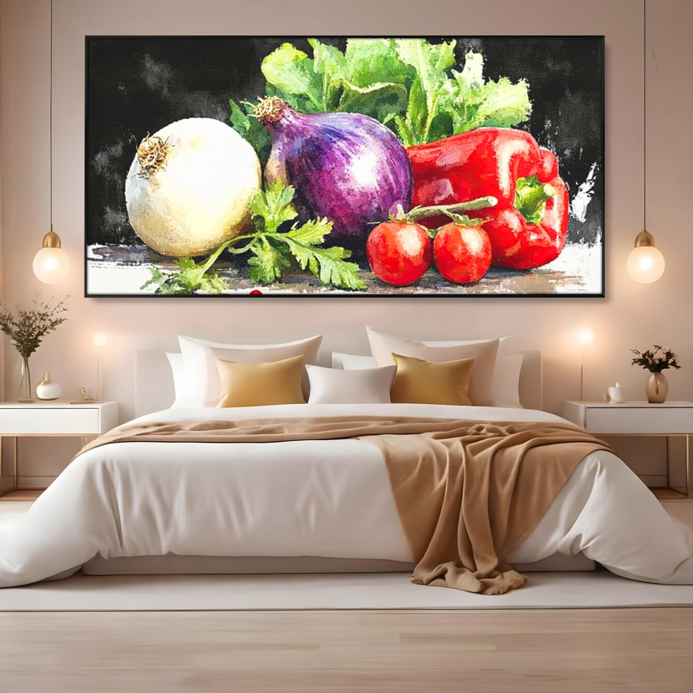 Leinwand Premium Canvas Wall Art, LuxCanva® N1133, Garten Aromen, Gemüse, Frisch, Natürlich, Bio, Tomaten, Paprika, Gemüse, Geschmack, Aroma, Lebensmittel, Restaurant, Küche