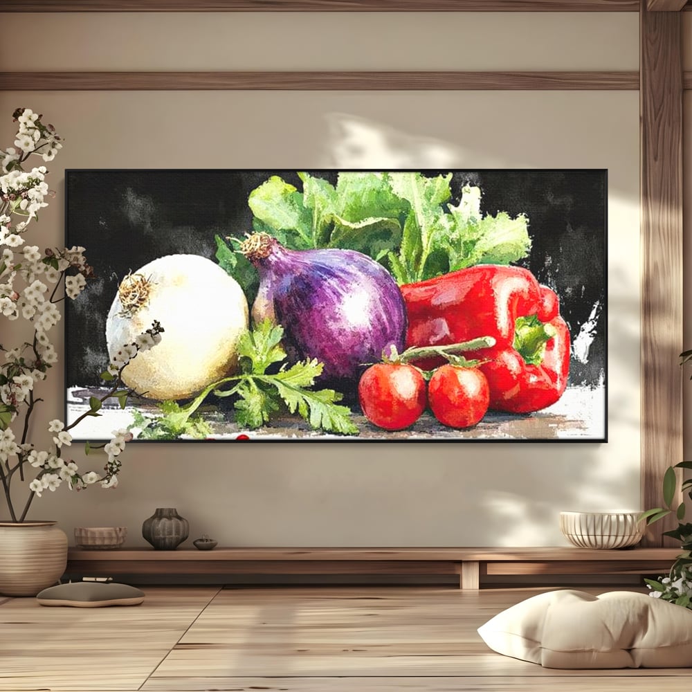Leinwand Premium Canvas Wall Art, LuxCanva® N1133, Garten Aromen, Gemüse, Frisch, Natürlich, Bio, Tomaten, Paprika, Gemüse, Geschmack, Aroma, Lebensmittel, Restaurant, Küche