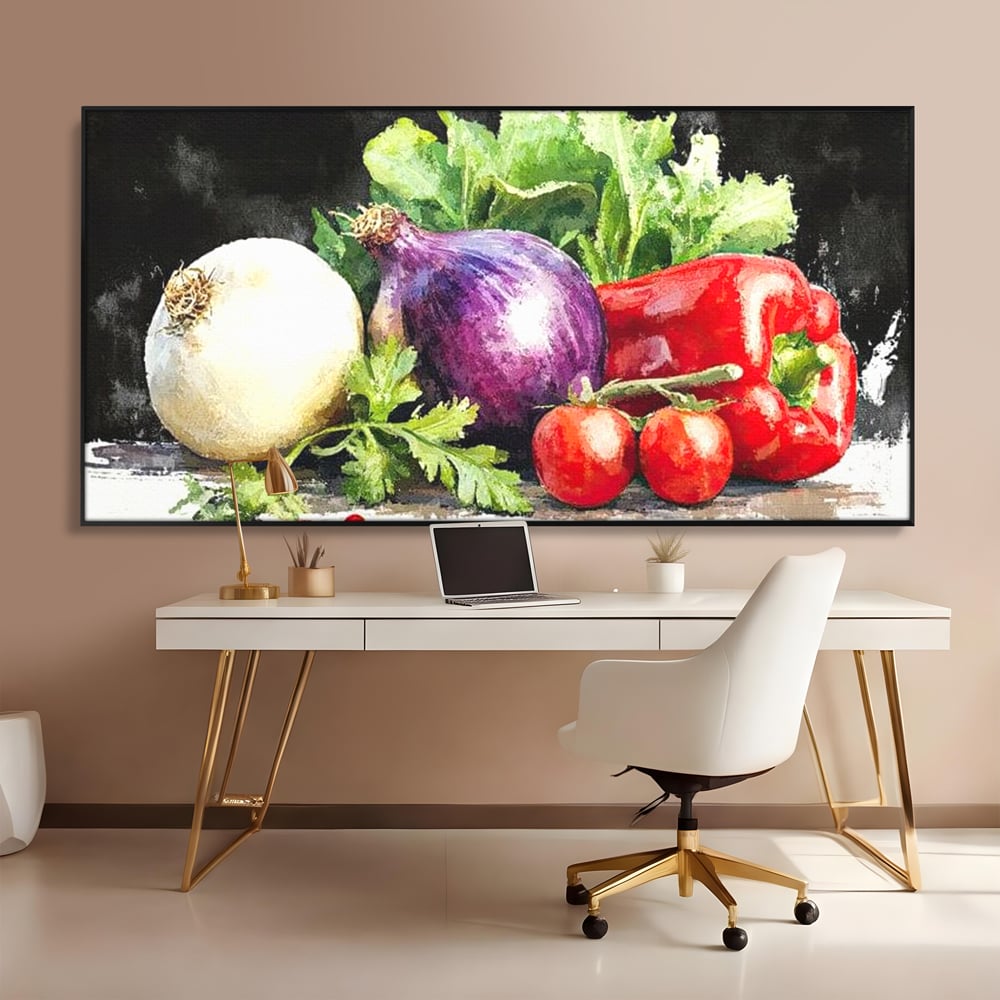 Leinwand Premium Canvas Wall Art, LuxCanva® N1133, Garten Aromen, Gemüse, Frisch, Natürlich, Bio, Tomaten, Paprika, Gemüse, Geschmack, Aroma, Lebensmittel, Restaurant, Küche