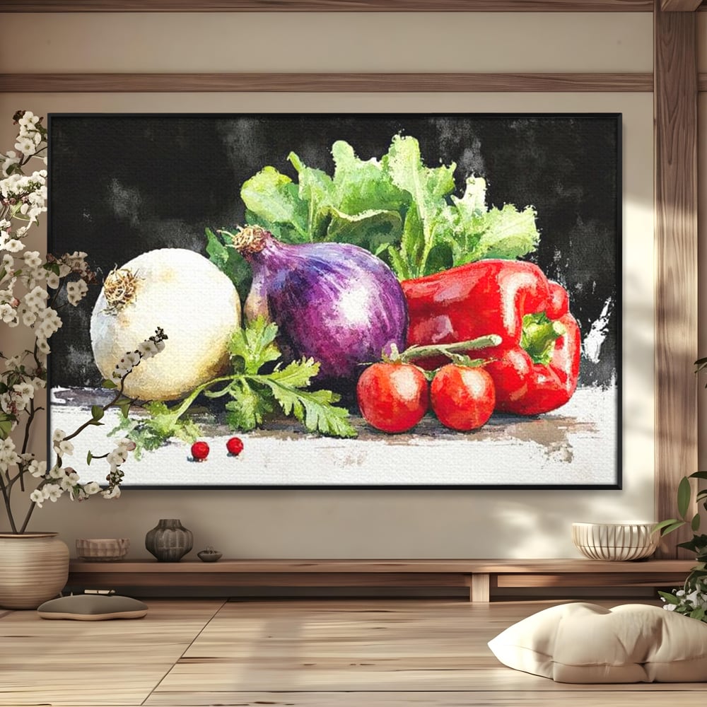 Leinwand Premium Canvas Wall Art, LuxCanva® N1133, Garten Aromen, Gemüse, Frisch, Natürlich, Bio, Tomaten, Paprika, Gemüse, Geschmack, Aroma, Lebensmittel, Restaurant, Küche