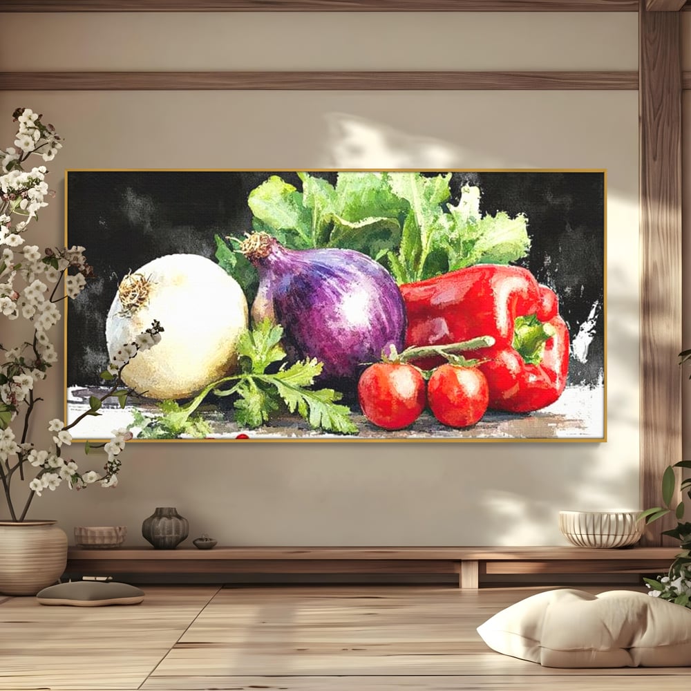 Leinwand Premium Canvas Wall Art, LuxCanva® N1133, Garten Aromen, Gemüse, Frisch, Natürlich, Bio, Tomaten, Paprika, Gemüse, Geschmack, Aroma, Lebensmittel, Restaurant, Küche