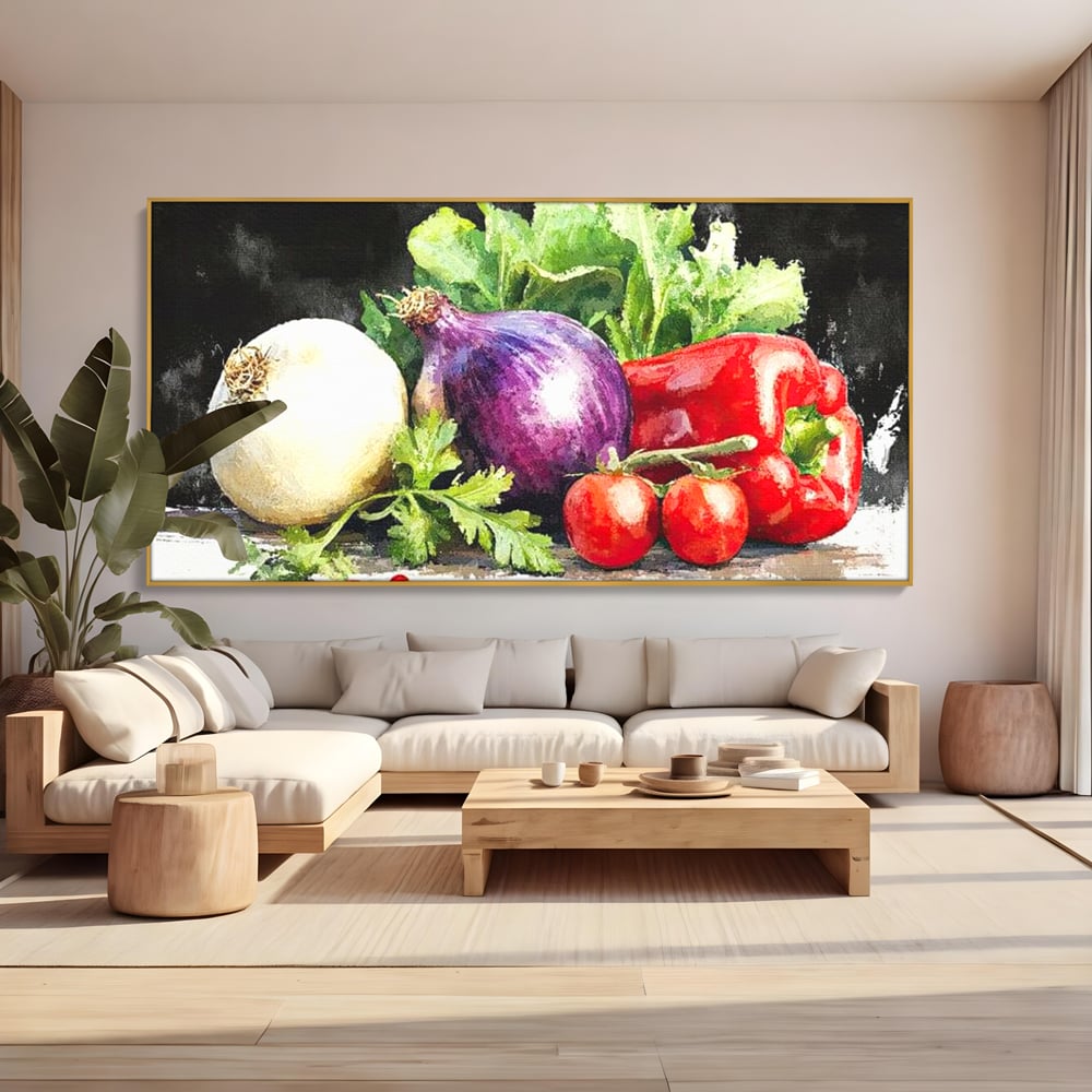 Leinwand Premium Canvas Wall Art, LuxCanva® N1133, Garten Aromen, Gemüse, Frisch, Natürlich, Bio, Tomaten, Paprika, Gemüse, Geschmack, Aroma, Lebensmittel, Restaurant, Küche