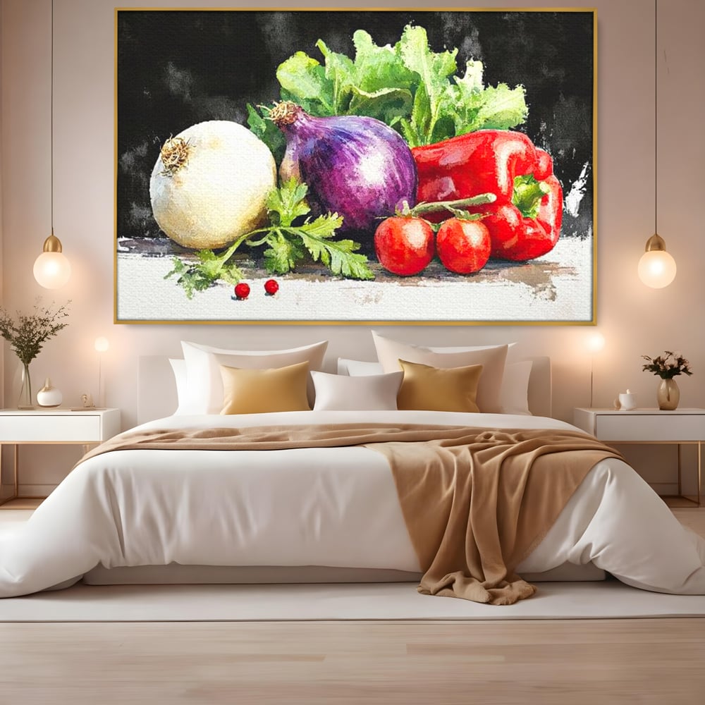 Leinwand Premium Canvas Wall Art, LuxCanva® N1133, Garten Aromen, Gemüse, Frisch, Natürlich, Bio, Tomaten, Paprika, Gemüse, Geschmack, Aroma, Lebensmittel, Restaurant, Küche