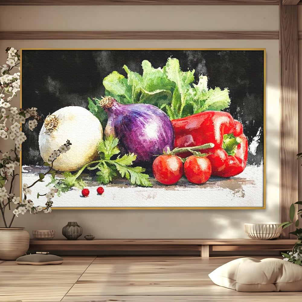 Leinwand Premium Canvas Wall Art, LuxCanva® N1133, Garten Aromen, Gemüse, Frisch, Natürlich, Bio, Tomaten, Paprika, Gemüse, Geschmack, Aroma, Lebensmittel, Restaurant, Küche
