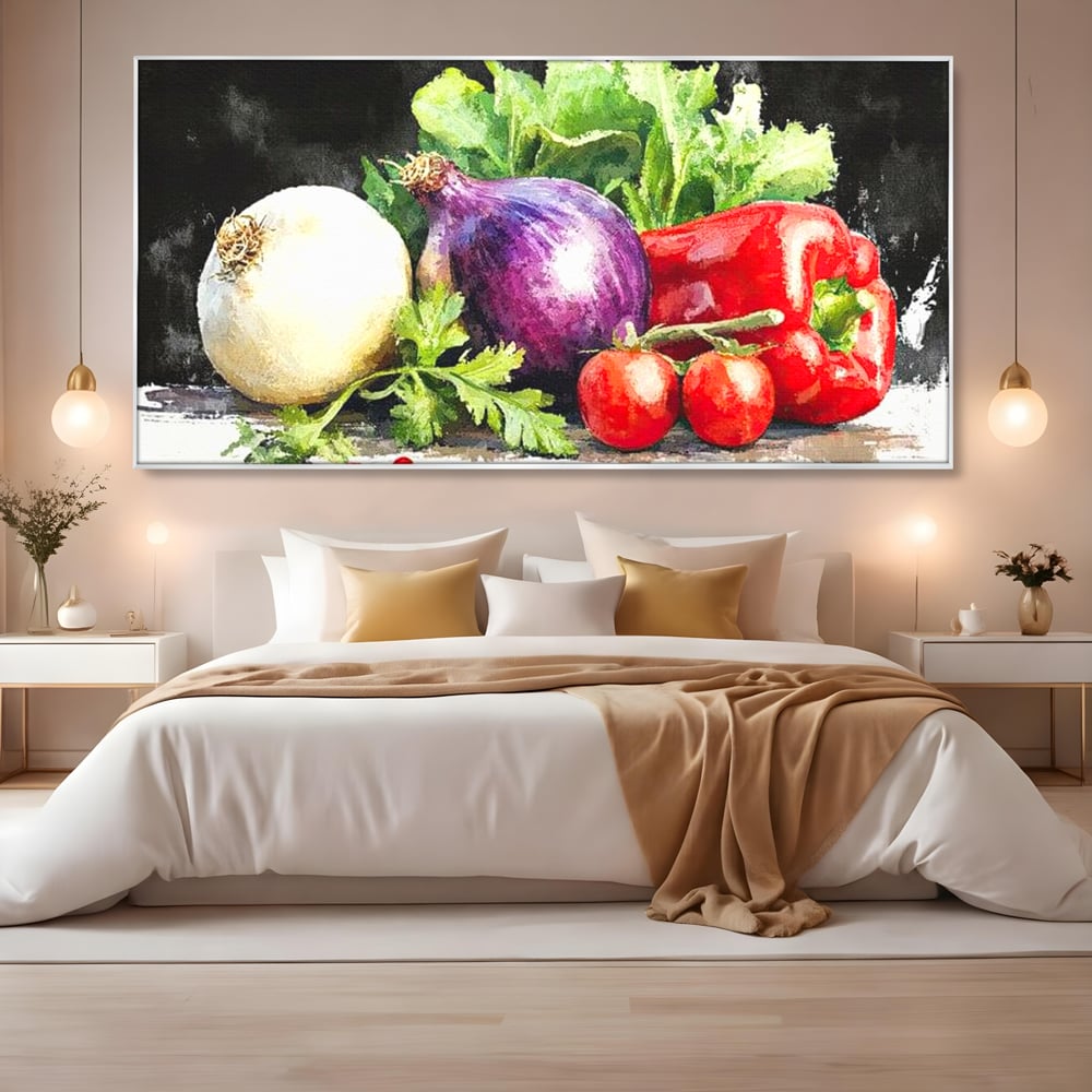 Leinwand Premium Canvas Wall Art, LuxCanva® N1133, Garten Aromen, Gemüse, Frisch, Natürlich, Bio, Tomaten, Paprika, Gemüse, Geschmack, Aroma, Lebensmittel, Restaurant, Küche