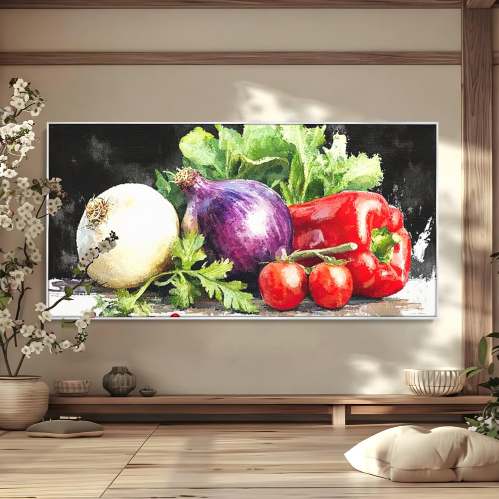 Leinwand Premium Canvas Wall Art, LuxCanva® N1133, Garten Aromen, Gemüse, Frisch, Natürlich, Bio, Tomaten, Paprika, Gemüse, Geschmack, Aroma, Lebensmittel, Restaurant, Küche