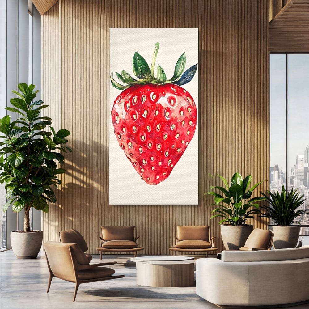 Leinwand Premium Canvas Wall Art, LuxCanva® N1134, Sommer Süße, Erdbeere, Obst, süß, süß, frisch, natürlich, gesund, rot, frisch, Geschmack, Aroma, Energie, Süßwaren, Restaurant, Küche