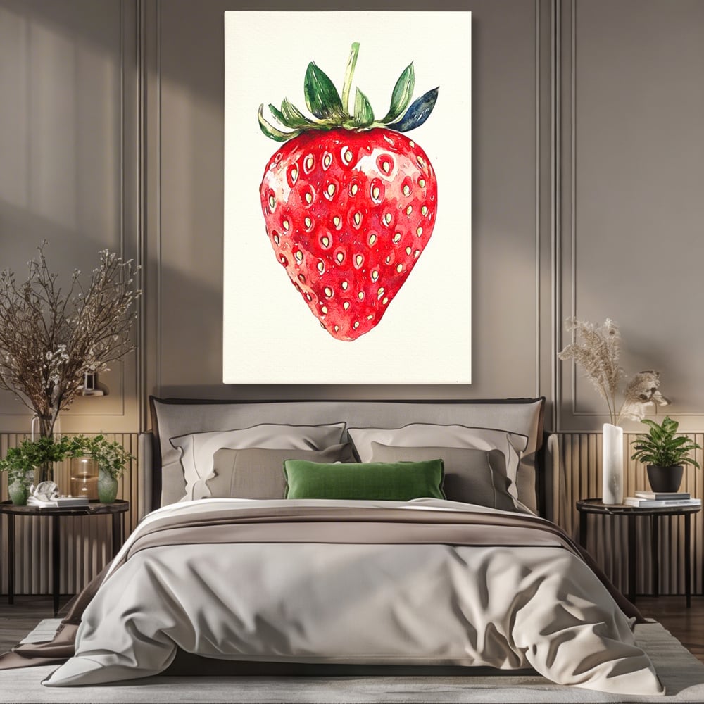 Leinwand Premium Canvas Wall Art, LuxCanva® N1134, Sommer Süße, Erdbeere, Obst, süß, süß, frisch, natürlich, gesund, rot, frisch, Geschmack, Aroma, Energie, Süßwaren, Restaurant, Küche