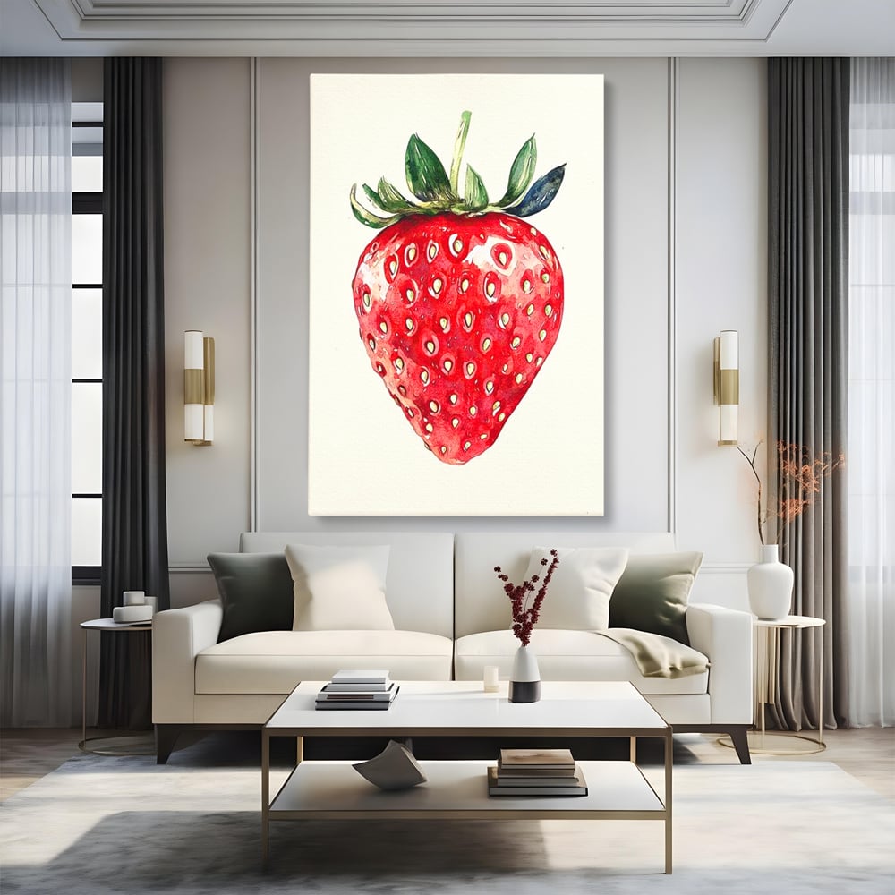 Leinwand Premium Canvas Wall Art, LuxCanva® N1134, Sommer Süße, Erdbeere, Obst, süß, süß, frisch, natürlich, gesund, rot, frisch, Geschmack, Aroma, Energie, Süßwaren, Restaurant, Küche