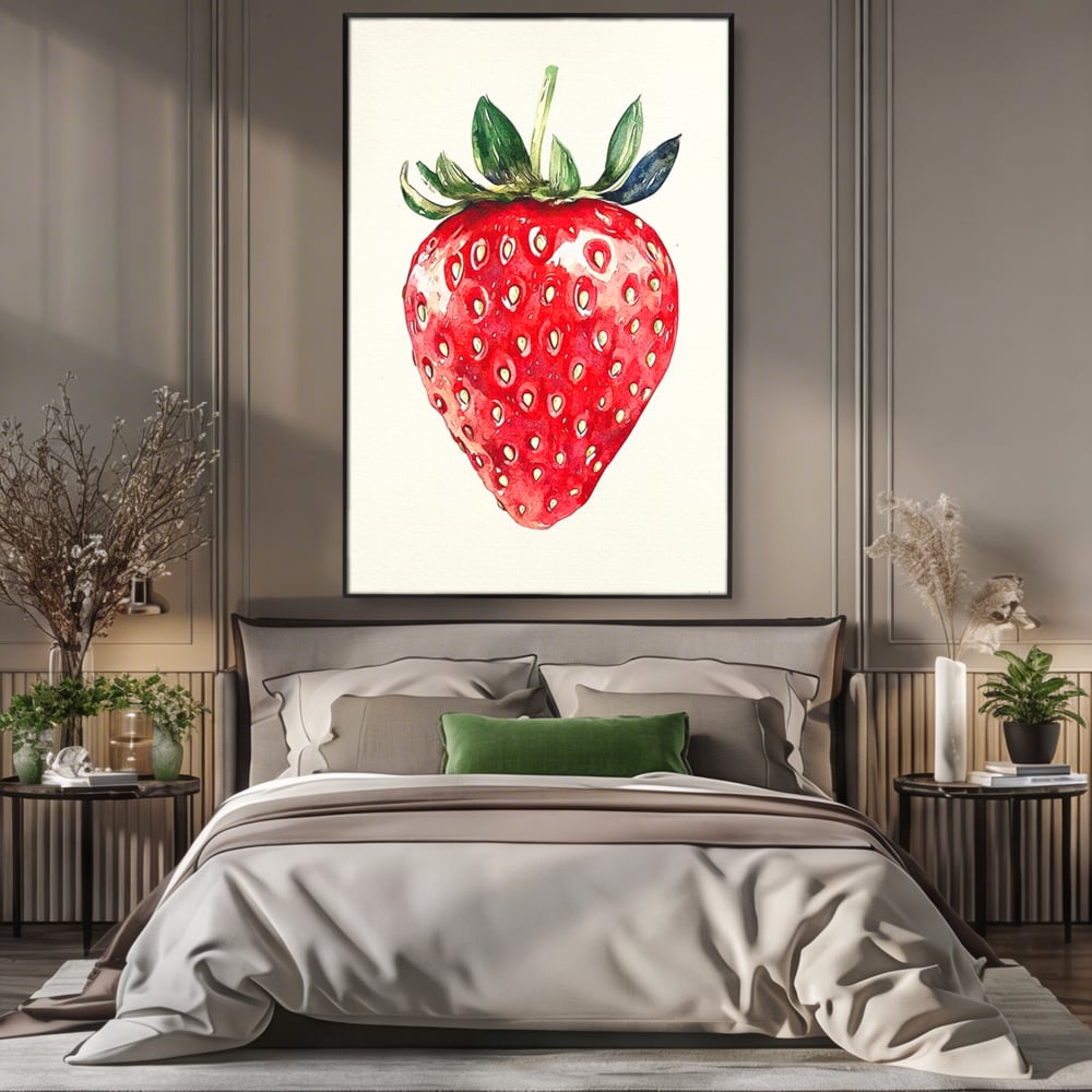 Leinwand Premium Canvas Wall Art, LuxCanva® N1134, Sommer Süße, Erdbeere, Obst, süß, süß, frisch, natürlich, gesund, rot, frisch, Geschmack, Aroma, Energie, Süßwaren, Restaurant, Küche