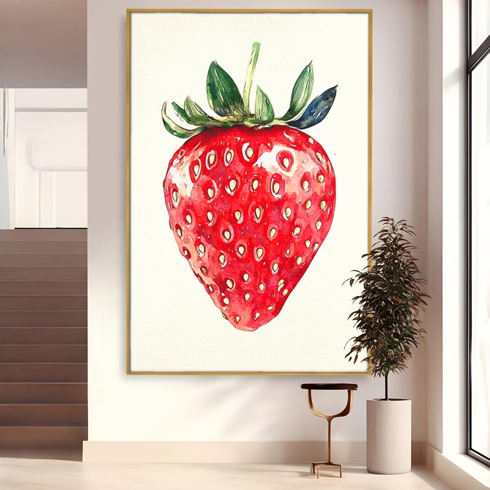 Leinwand Premium Canvas Wall Art, LuxCanva® N1134, Sommer Süße, Erdbeere, Obst, süß, süß, frisch, natürlich, gesund, rot, frisch, Geschmack, Aroma, Energie, Süßwaren, Restaurant, Küche