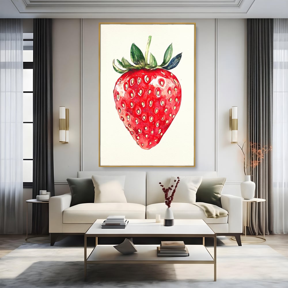 Leinwand Premium Canvas Wall Art, LuxCanva® N1134, Sommer Süße, Erdbeere, Obst, süß, süß, frisch, natürlich, gesund, rot, frisch, Geschmack, Aroma, Energie, Süßwaren, Restaurant, Küche