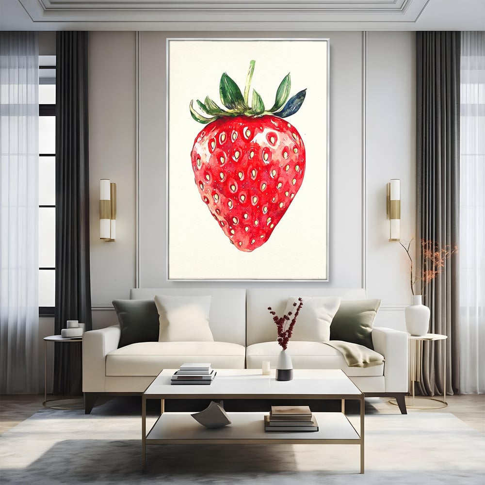 Leinwand Premium Canvas Wall Art, LuxCanva® N1134, Sommer Süße, Erdbeere, Obst, süß, süß, frisch, natürlich, gesund, rot, frisch, Geschmack, Aroma, Energie, Süßwaren, Restaurant, Küche