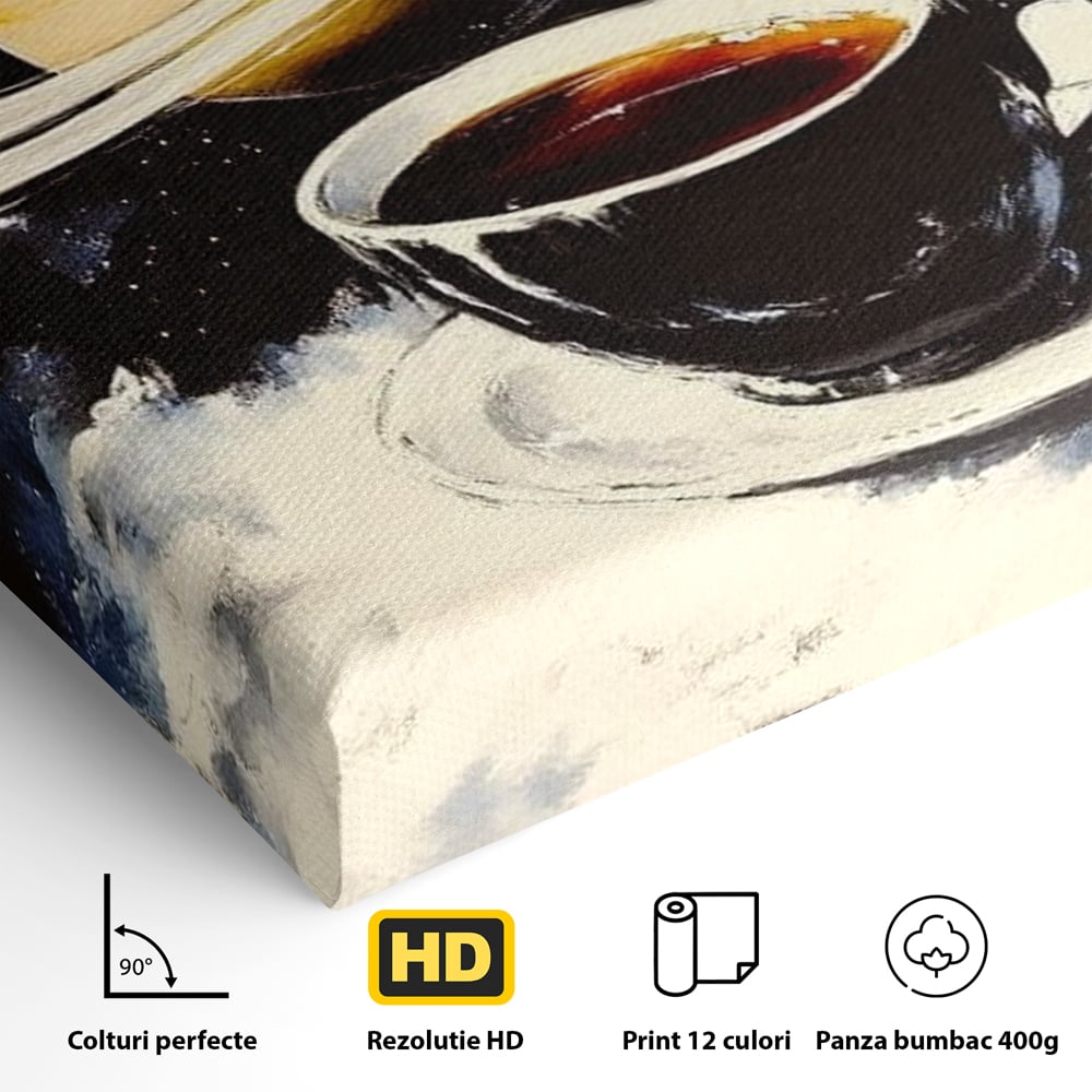 Tablou Canvas Premium, LuxCanva® N1136, Planeta Espresso, Cafea, Ceasca, Univers, Stele, Planeta, Saturn, Inele, Cosmos, Cafeina, Aroma, Cafenea, Pub, Bar, Lounge, Restaurant, Bucatarie