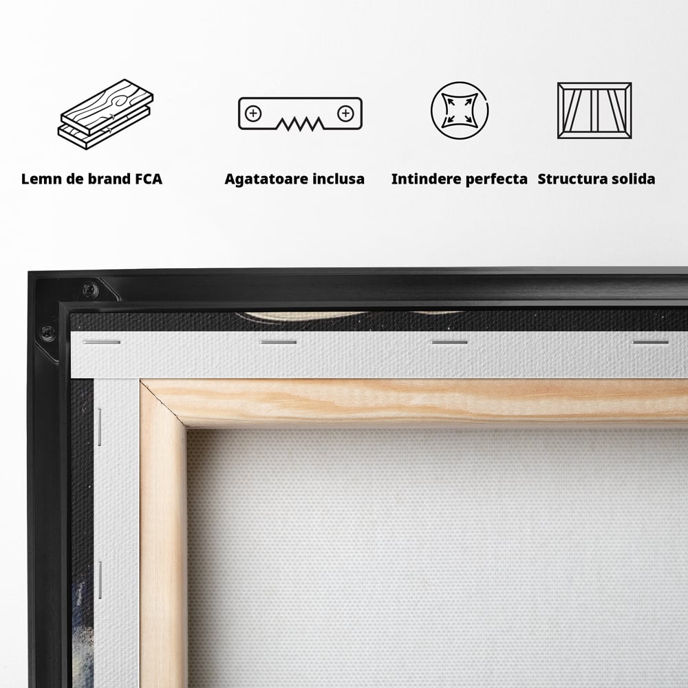 Tablou Canvas Premium, LuxCanva® N1136, Planeta Espresso, Cafea, Ceasca, Univers, Stele, Planeta, Saturn, Inele, Cosmos, Cafeina, Aroma, Cafenea, Pub, Bar, Lounge, Restaurant, Bucatarie