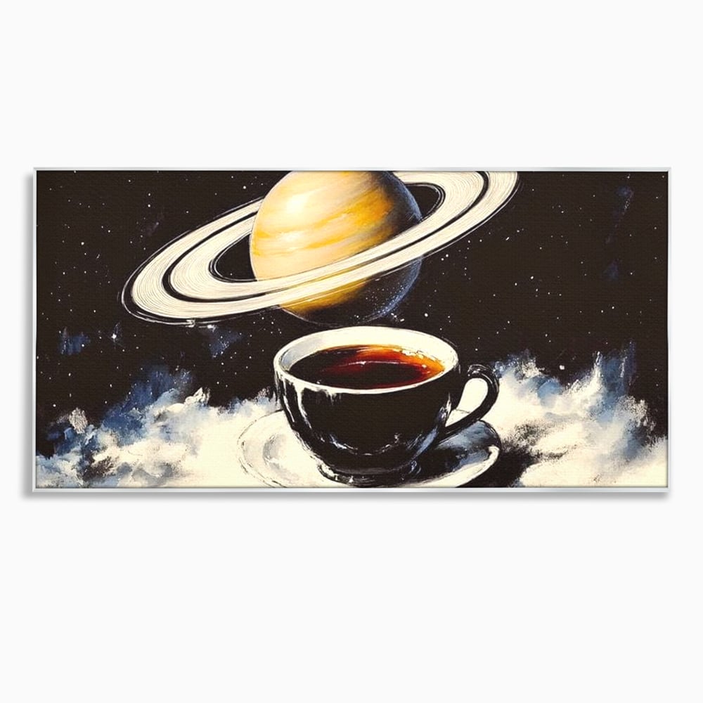 Tablou Canvas Premium, LuxCanva® N1136, Planeta Espresso, Cafea, Ceasca, Univers, Stele, Planeta, Saturn, Inele, Cosmos, Cafeina, Aroma, Cafenea, Pub, Bar, Lounge, Restaurant, Bucatarie
