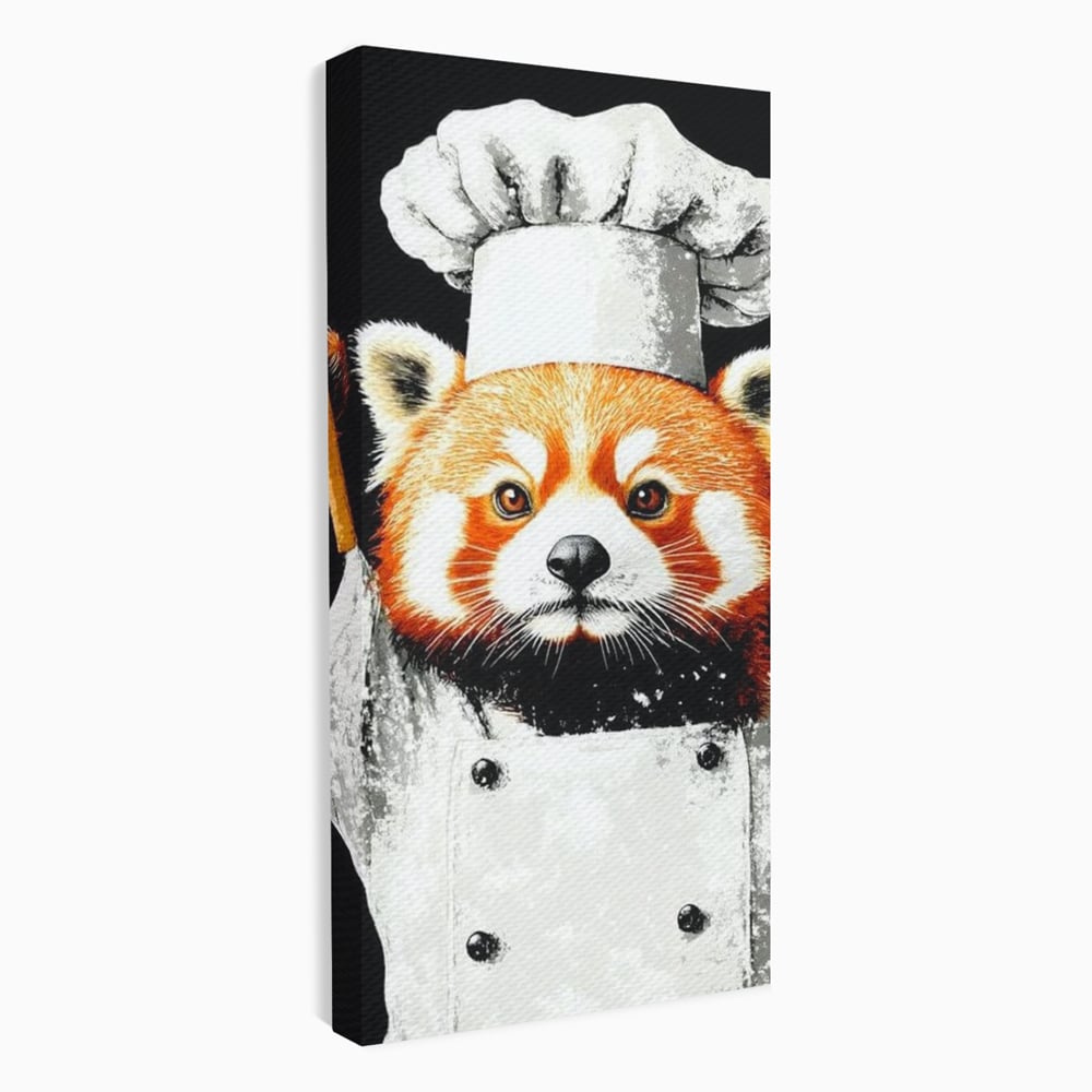 Tablou Canvas Premium, LuxCanva® N1137, Bucatarul din Bambus, Gastronomie, Costum, Bucatar, Animal, Panda, Asiatic, Oriental, Retete, Mancare, Arta Culinara, Restaurant, Bucatarie