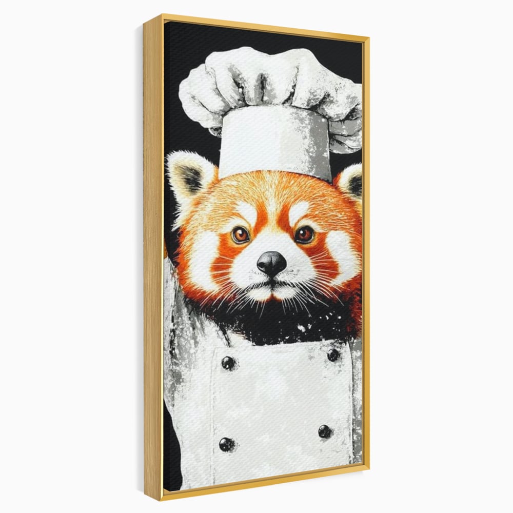 Tablou Canvas Premium, LuxCanva® N1137, Bucatarul din Bambus, Gastronomie, Costum, Bucatar, Animal, Panda, Asiatic, Oriental, Retete, Mancare, Arta Culinara, Restaurant, Bucatarie