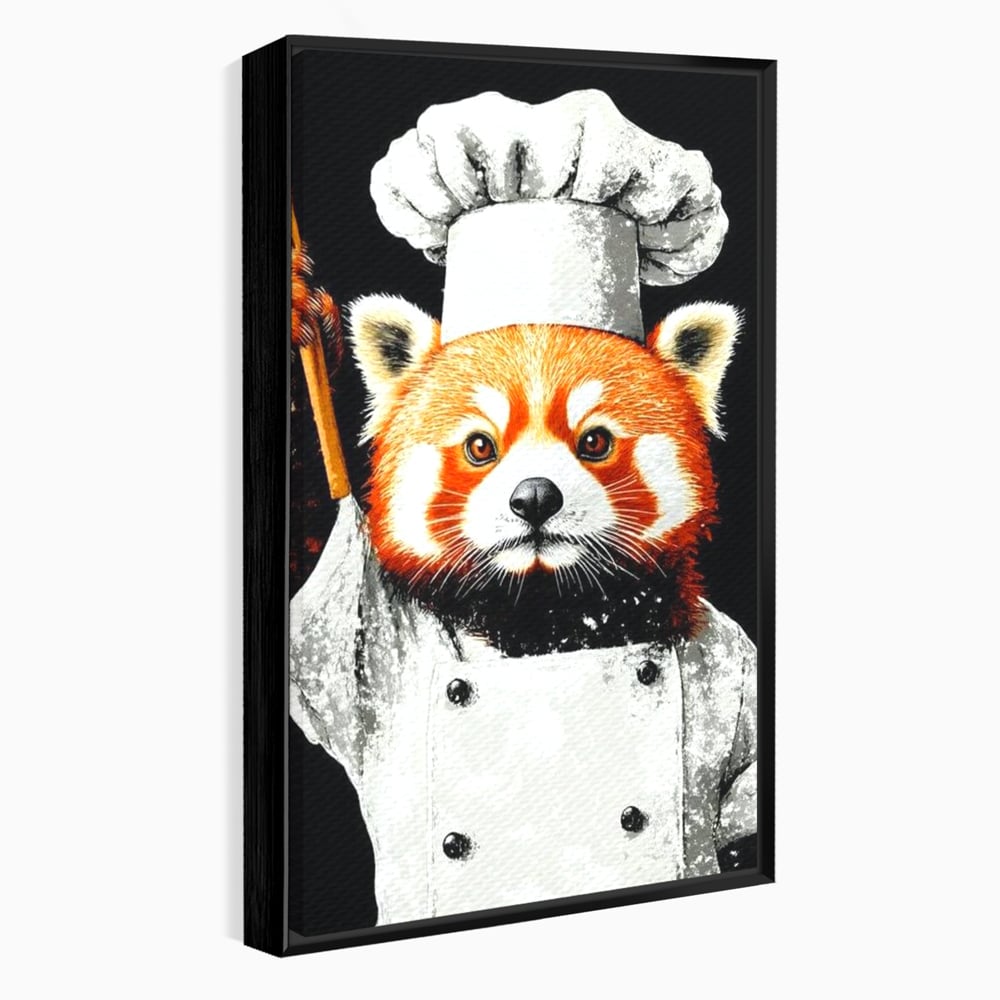 Tablou Canvas Premium, LuxCanva® N1137, Bucatarul din Bambus, Gastronomie, Costum, Bucatar, Animal, Panda, Asiatic, Oriental, Retete, Mancare, Arta Culinara, Restaurant, Bucatarie
