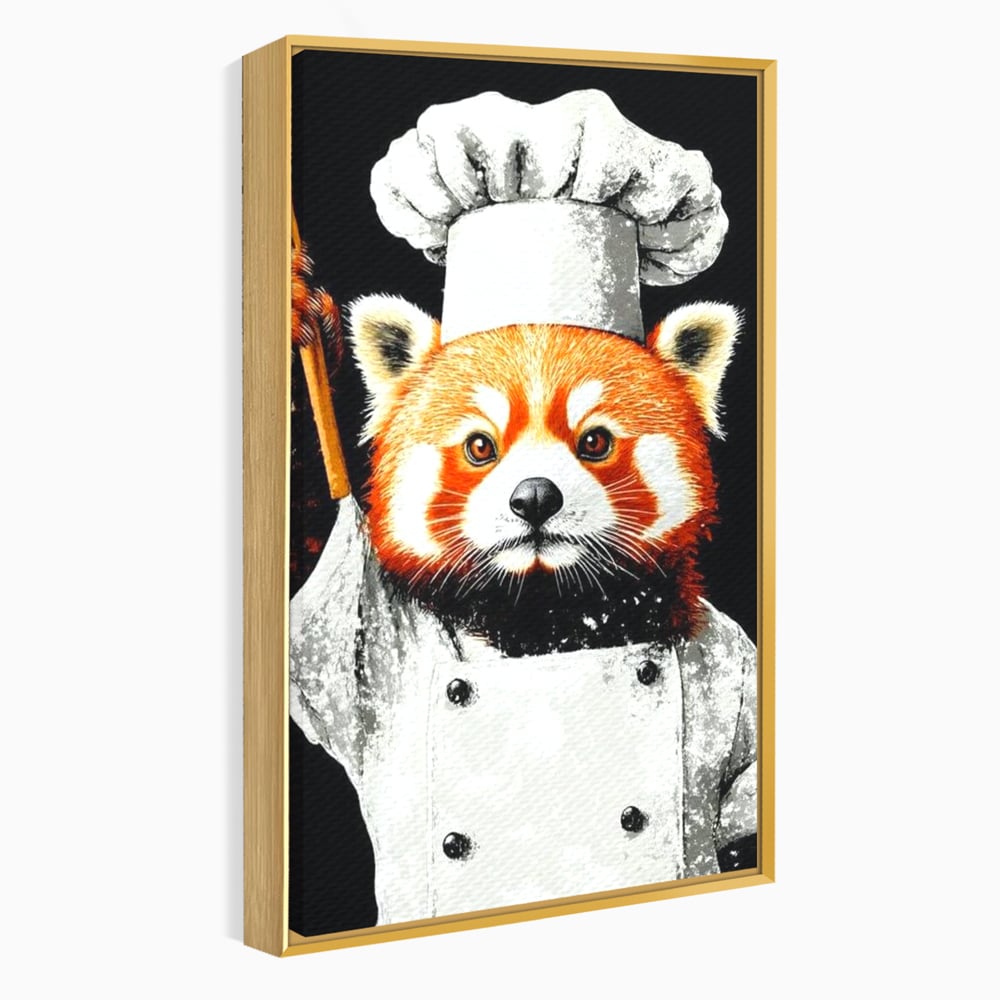 Tablou Canvas Premium, LuxCanva® N1137, Bucatarul din Bambus, Gastronomie, Costum, Bucatar, Animal, Panda, Asiatic, Oriental, Retete, Mancare, Arta Culinara, Restaurant, Bucatarie