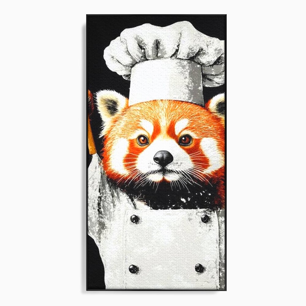 Tablou Canvas Premium, LuxCanva® N1137, Bucatarul din Bambus, Gastronomie, Costum, Bucatar, Animal, Panda, Asiatic, Oriental, Retete, Mancare, Arta Culinara, Restaurant, Bucatarie