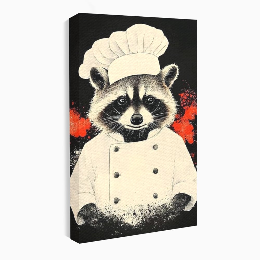 Leinwandbilder Premium, LuxCanva® N1138, Leckerer kleiner Dieb, Tier, Tier, Maus, Koch, Rezepte, Meister, Charakter, Kostüm, Lebensmittel, Lustig, Köstlichkeiten, Restaurant, Küche