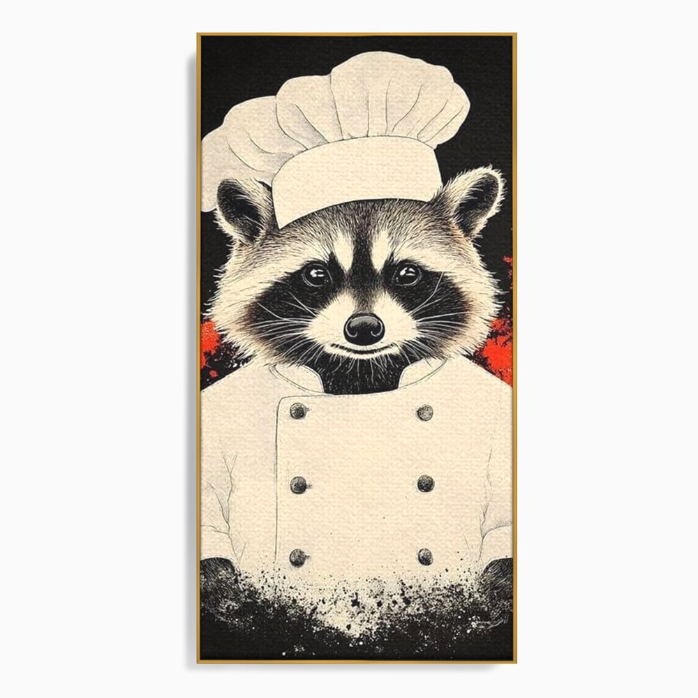 Leinwandbilder Premium, LuxCanva® N1138, Leckerer kleiner Dieb, Tier, Tier, Maus, Koch, Rezepte, Meister, Charakter, Kostüm, Lebensmittel, Lustig, Köstlichkeiten, Restaurant, Küche