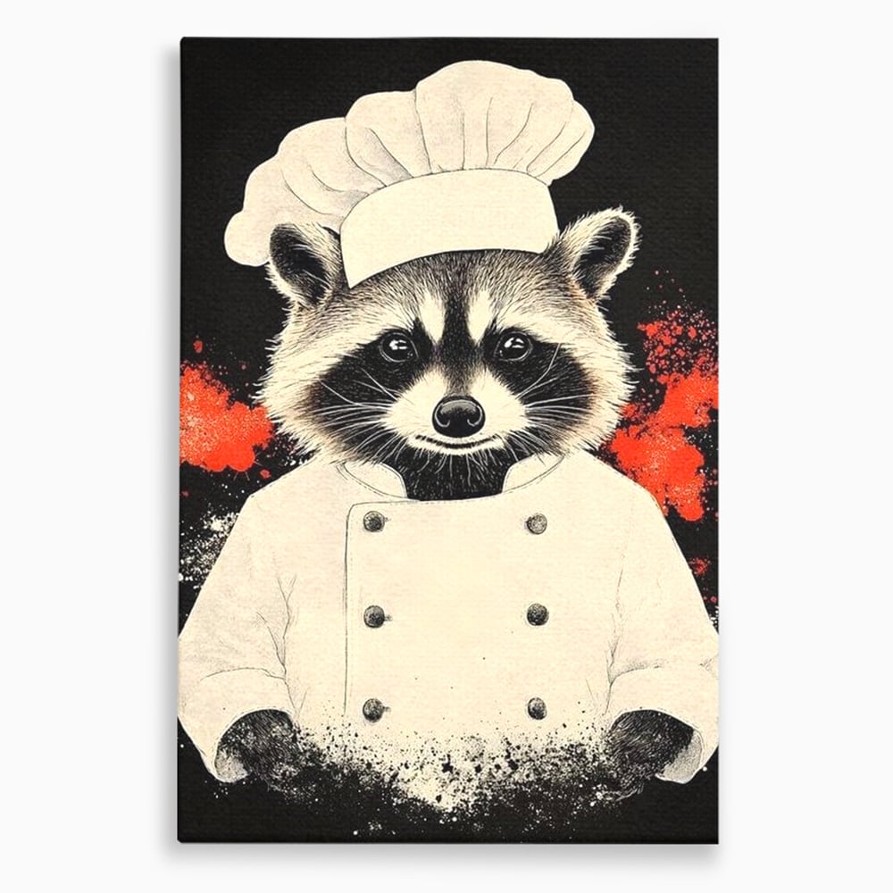 Leinwandbilder Premium, LuxCanva® N1138, Leckerer kleiner Dieb, Tier, Tier, Maus, Koch, Rezepte, Meister, Charakter, Kostüm, Lebensmittel, Lustig, Köstlichkeiten, Restaurant, Küche