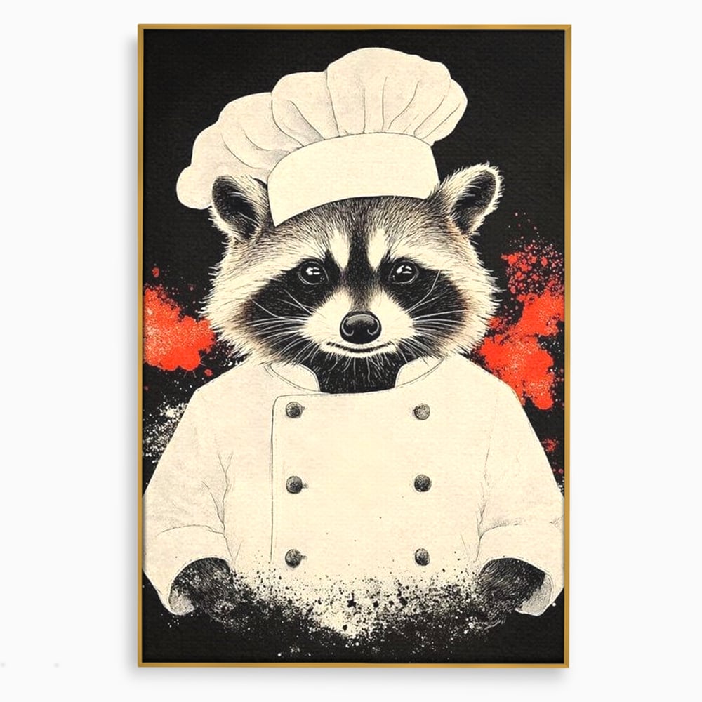Leinwandbilder Premium, LuxCanva® N1138, Leckerer kleiner Dieb, Tier, Tier, Maus, Koch, Rezepte, Meister, Charakter, Kostüm, Lebensmittel, Lustig, Köstlichkeiten, Restaurant, Küche
