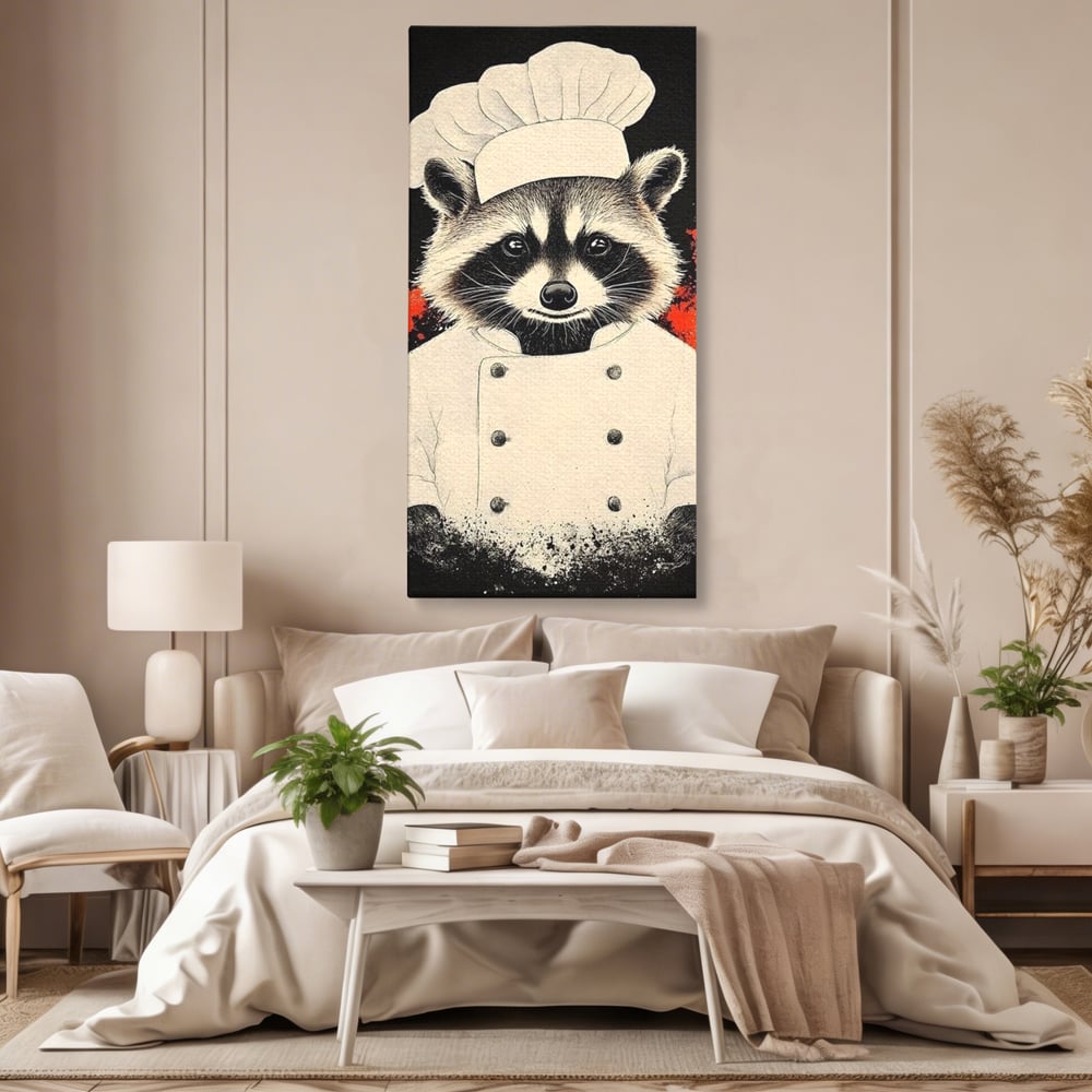 Leinwandbilder Premium, LuxCanva® N1138, Leckerer kleiner Dieb, Tier, Tier, Maus, Koch, Rezepte, Meister, Charakter, Kostüm, Lebensmittel, Lustig, Köstlichkeiten, Restaurant, Küche