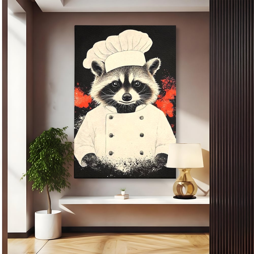 Leinwandbilder Premium, LuxCanva® N1138, Leckerer kleiner Dieb, Tier, Tier, Maus, Koch, Rezepte, Meister, Charakter, Kostüm, Lebensmittel, Lustig, Köstlichkeiten, Restaurant, Küche