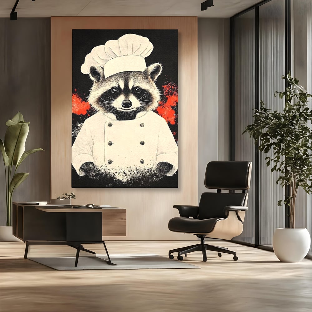 Leinwandbilder Premium, LuxCanva® N1138, Leckerer kleiner Dieb, Tier, Tier, Maus, Koch, Rezepte, Meister, Charakter, Kostüm, Lebensmittel, Lustig, Köstlichkeiten, Restaurant, Küche
