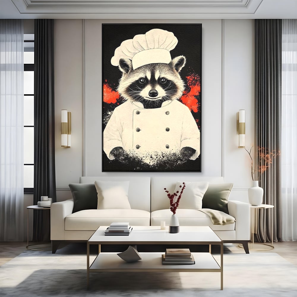 Leinwandbilder Premium, LuxCanva® N1138, Leckerer kleiner Dieb, Tier, Tier, Maus, Koch, Rezepte, Meister, Charakter, Kostüm, Lebensmittel, Lustig, Köstlichkeiten, Restaurant, Küche